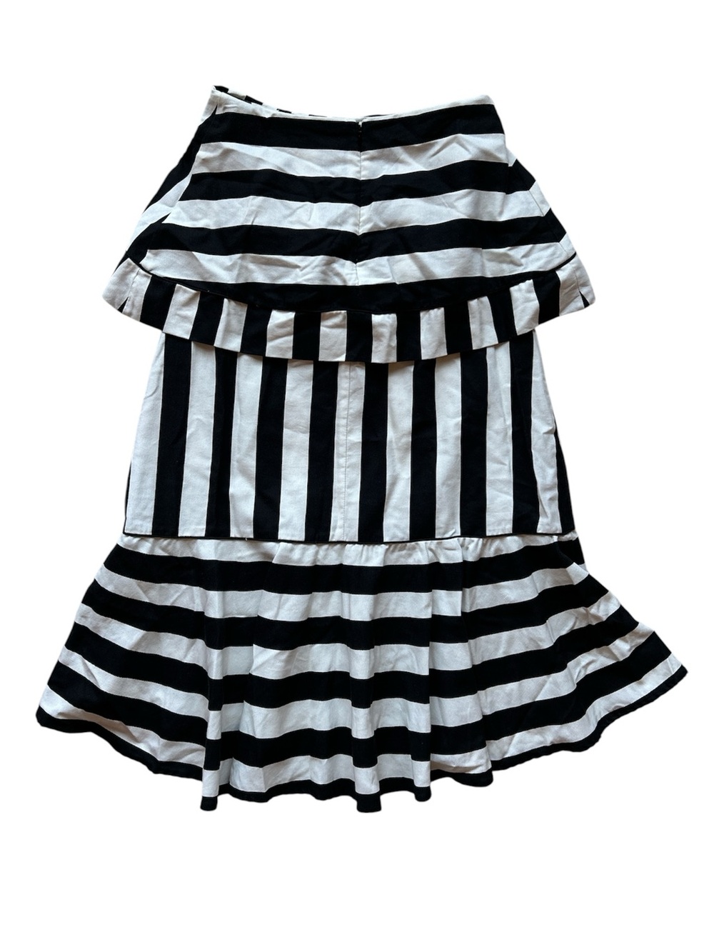 FARM Rio Mixed Stripes A-Line Black and White Ruffled Midi Skirt NWT Size XL - Picture 6 of 9